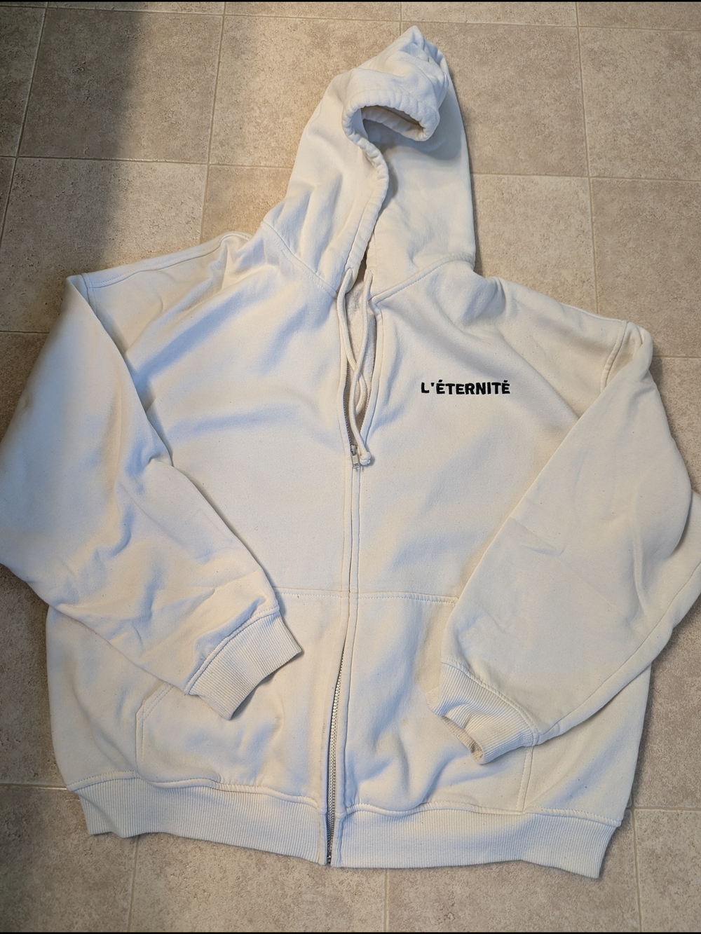 H&M Divided Cream Full-Zip Hoodie with Subtle Chest Logo